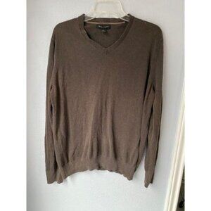 Banana Republic Women's Sweater Sz L Brown V-Neck Long Sleeve Silk Cashmere